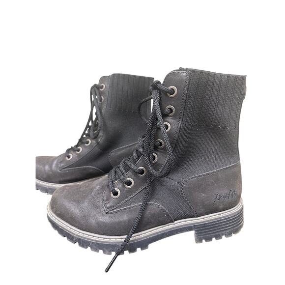 Blowfish Black Moto Booties Lace up Winter Vegan Leather Neutral Walk Size 6.5 - Picture 5 of 12